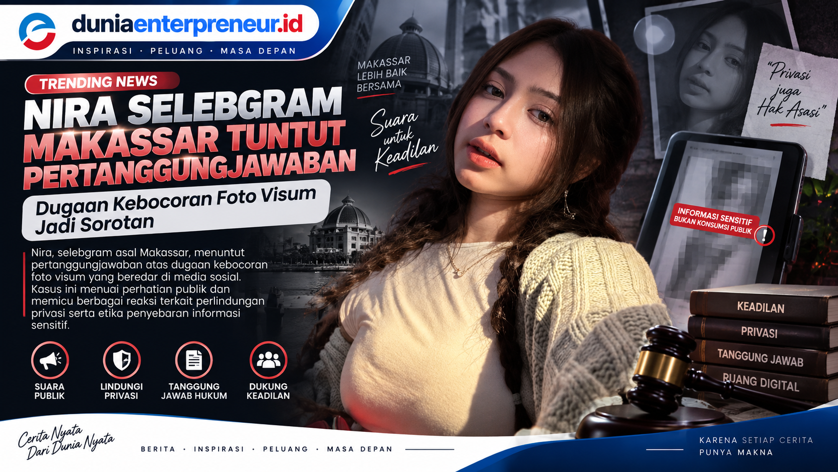 Nira Selebgram Makassar Tuntut Pertanggungjawaban, Dugaan Kebocoran Foto Visum Jadi Sorotan