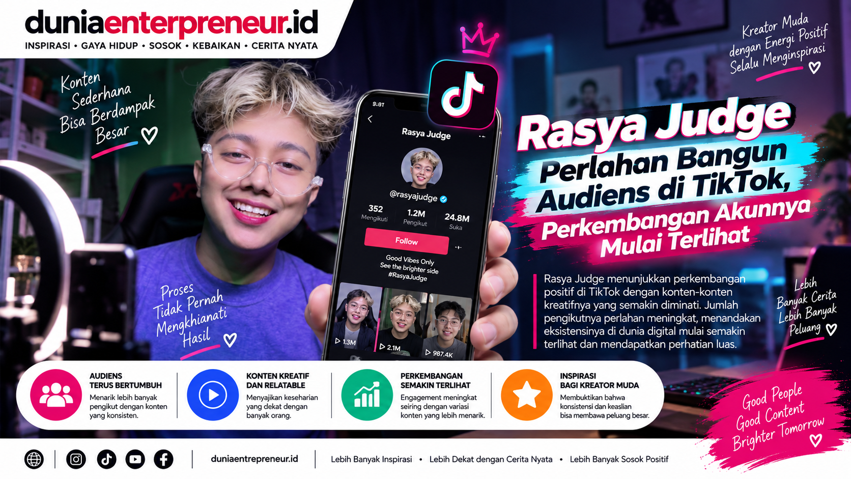 Rasya Judge Perlahan Bangun Audiens di TikTok, Perkembangan Akunnya Mulai Terlihat