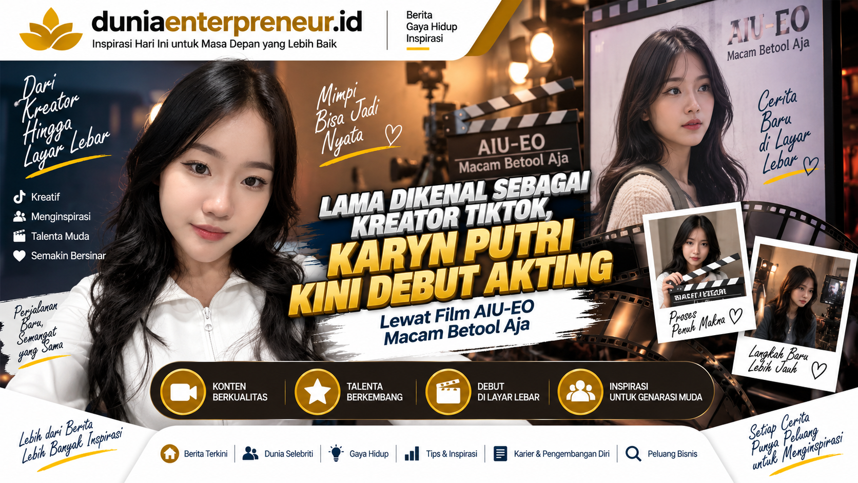 Lama Dikenal sebagai Kreator TikTok, Karyn Putri Kini Debut Akting Lewat Film AIU-EO Macam Betool Aja