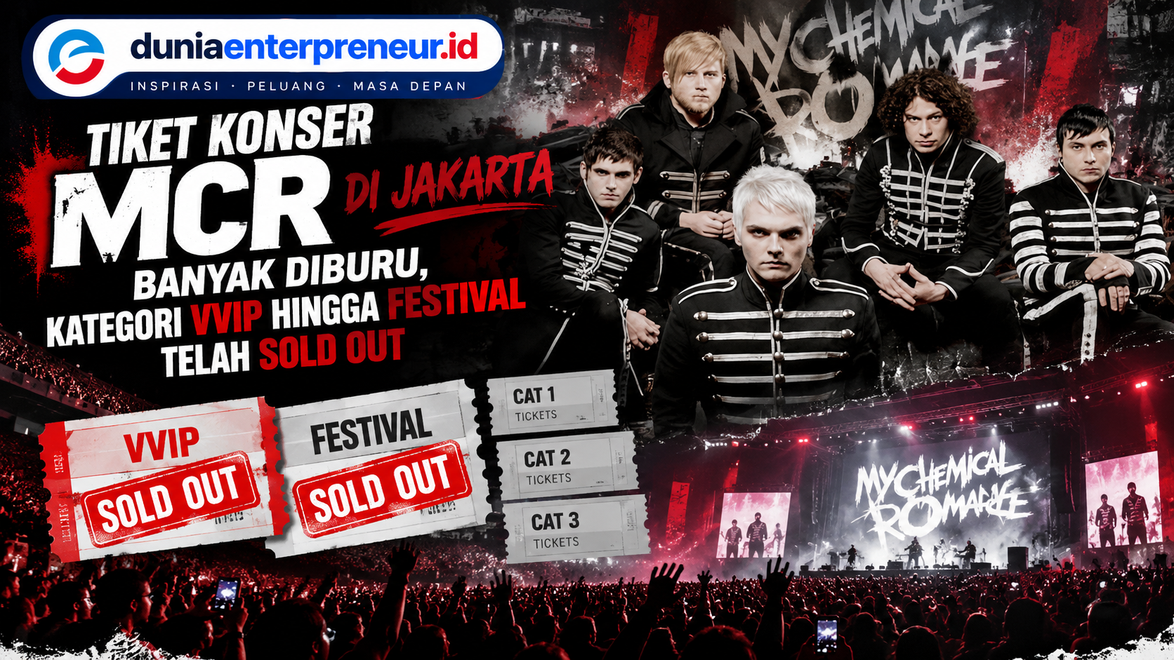 Tiket Konser MCR di Jakarta Banyak Diburu, Kategori VVIP hingga Festival Telah Sold Out