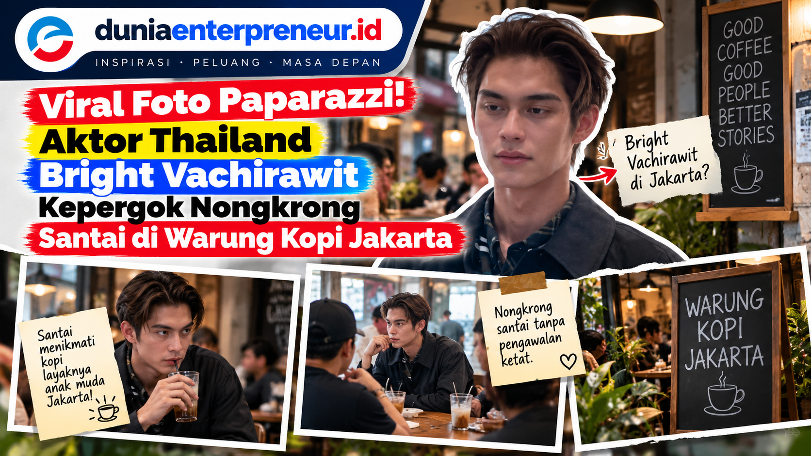 Viral Foto Paparazzi! Aktor Thailand Bright Vachirawit Kepergok Nongkrong Santai di Warung Kopi Jakarta