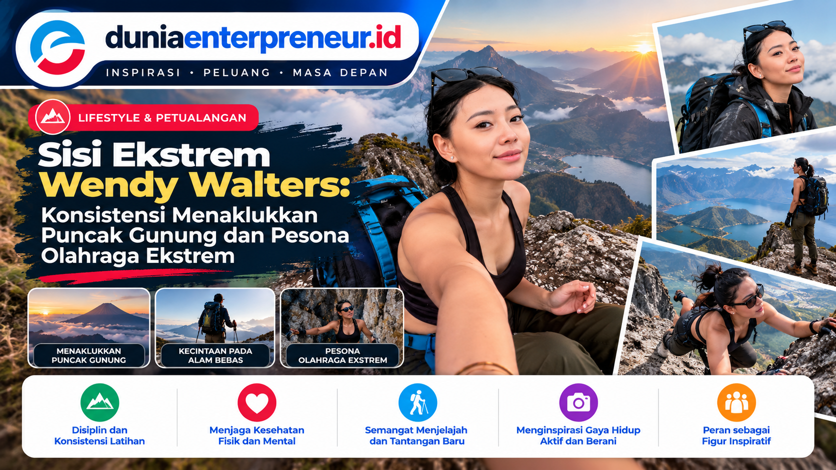 Sisi Ekstrem Wendy Walters: Konsistensi Menaklukkan Puncak Gunung dan Pesona Olahraga Ekstrem