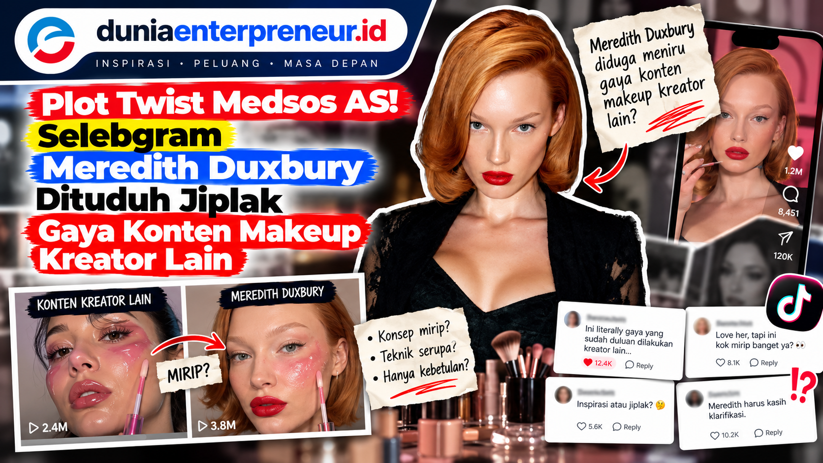 Plot Twist Medsos AS! Selebgram Meredith Duxbury Dituduh Jiplak Gaya Konten Makeup Kreator Lain
