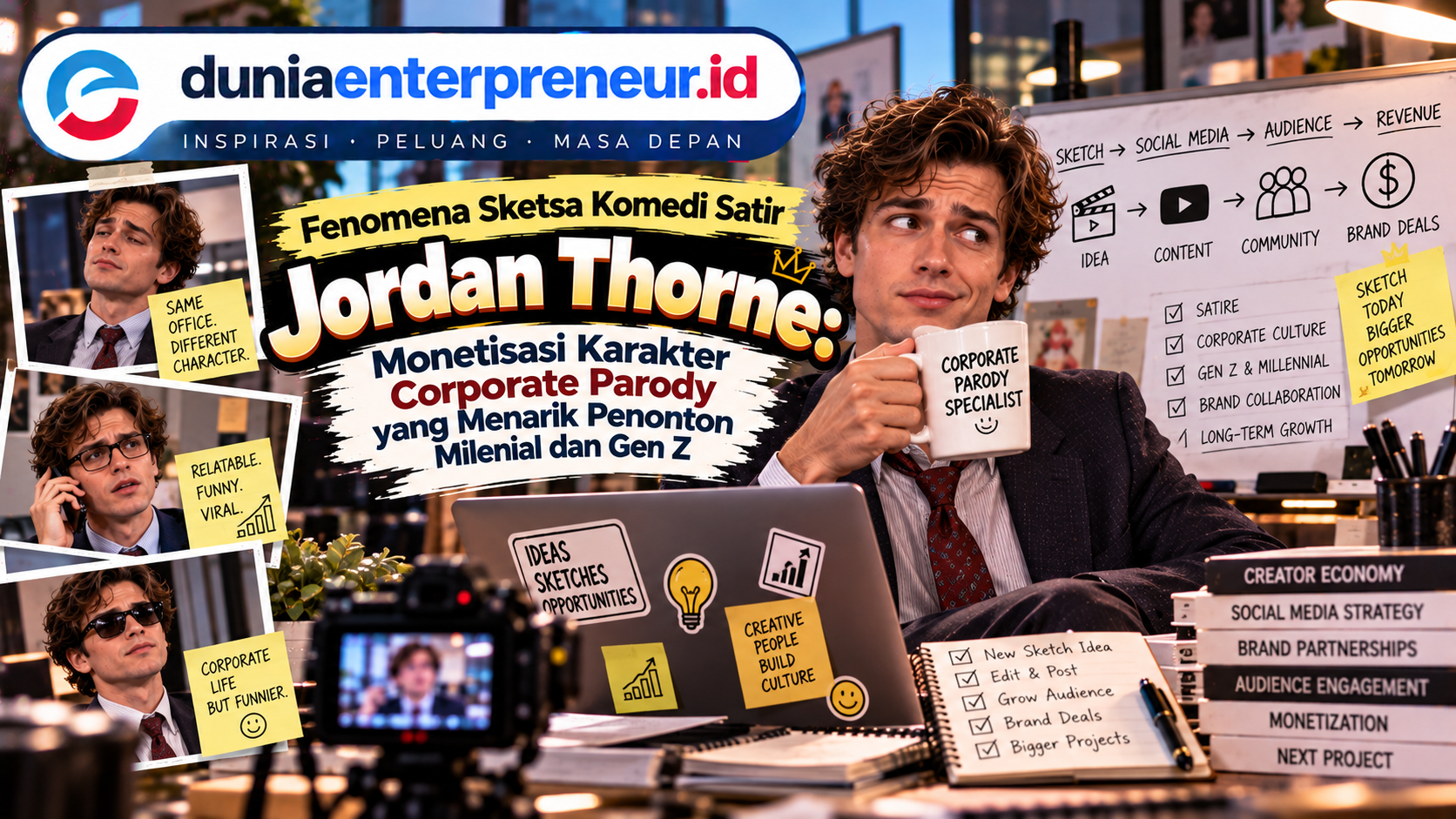 Fenomena Sketsa Komedi Satir Jordan Thorne: Monetisasi Karakter Corporate Parody yang Menarik Penonton Milenial dan Gen Z