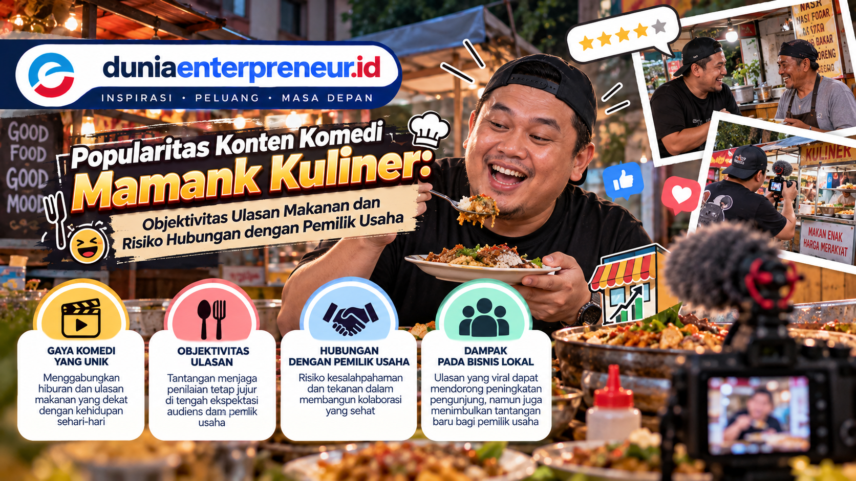 Popularitas Konten Komedi Mamank Kuliner: Objektivitas Ulasan Makanan dan Risiko Hubungan dengan Pemilik Usaha