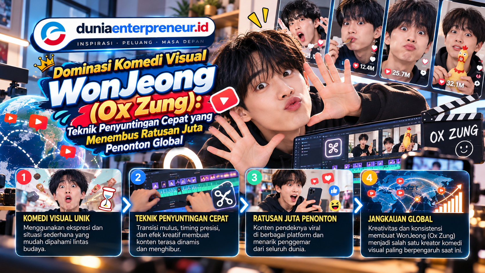 WonJeong atau Ox Zung Memanfaatkan Komedi Visual dan Penyuntingan Cepat untuk Menjangkau Audiens Global